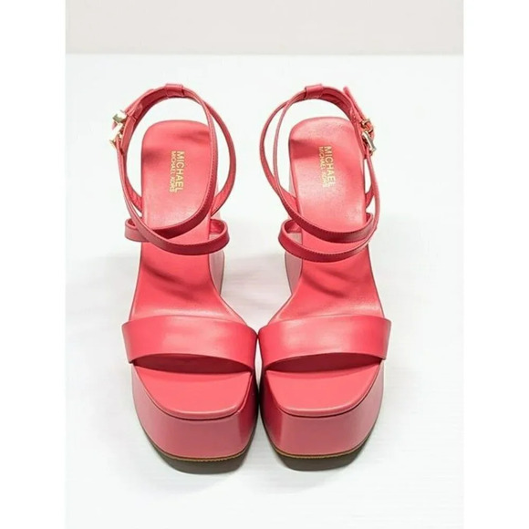 Michael Kors Women's Paola Strappy Platform Wedge Sandals Pink Size 8 MSRP $155 - Picture 3 of 10
